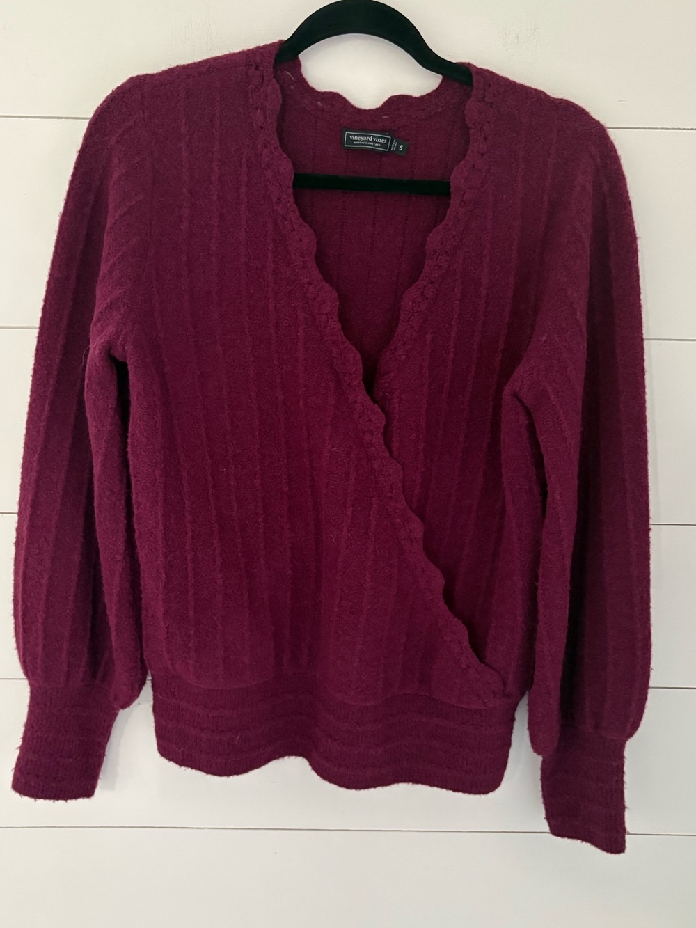Vineyard Vines Alpaca Wool Blend Wrap Sweater in Dark Plum